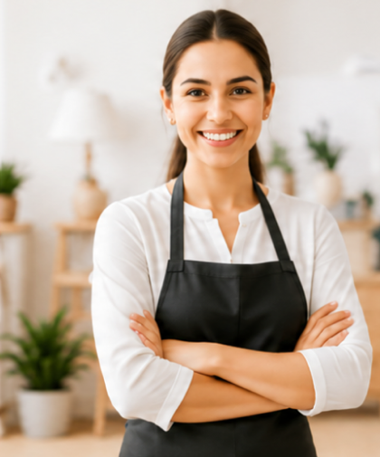 Caregiver in apron